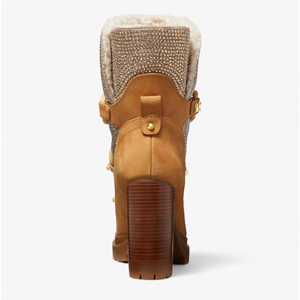 Michael Kors | Culver Embellished Nubuck and Glitter Chain Mesh Lace-Up Boot 🥾11 - Picture 3 of 14